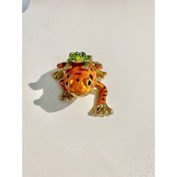Taylor Avedon Orange Frog Jewelry / Trinket Box - Picture 3 of 6